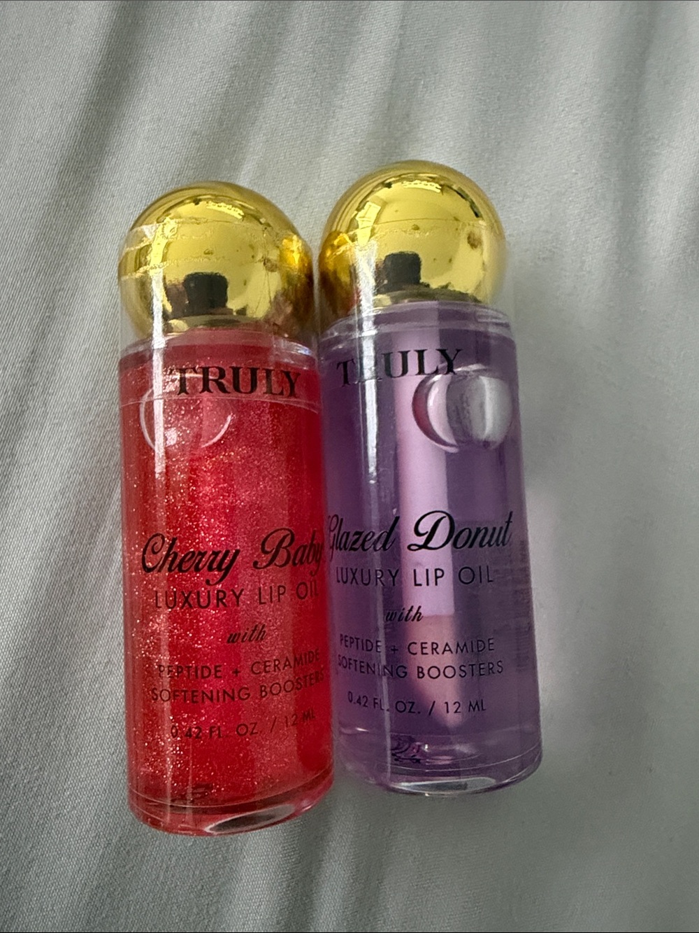 TRULY Luxury Lip Oil Bundle Lot Red Cherry Baby & Lilac Glazed Donut Glosses
